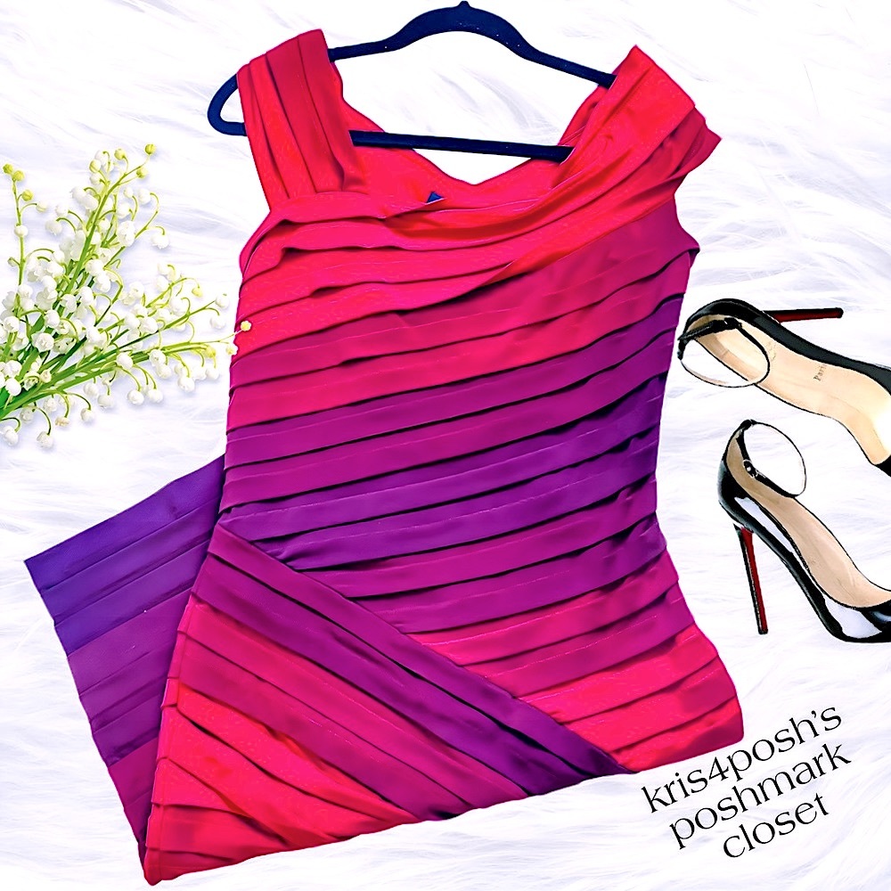 Tadashi Shoji Red Ombré Bandage Bodycon Dress